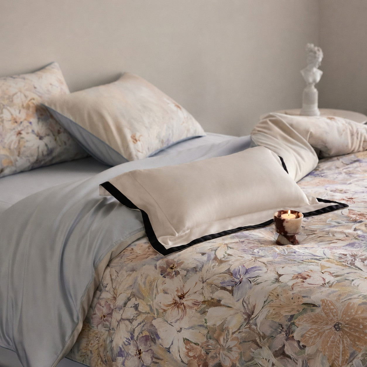 Lysora Sky Meadow Botanical Luxury Egyptian Cotton Duvet Cover Set with Watercolor Floral Print - Venetto Design Venettodesign.com
