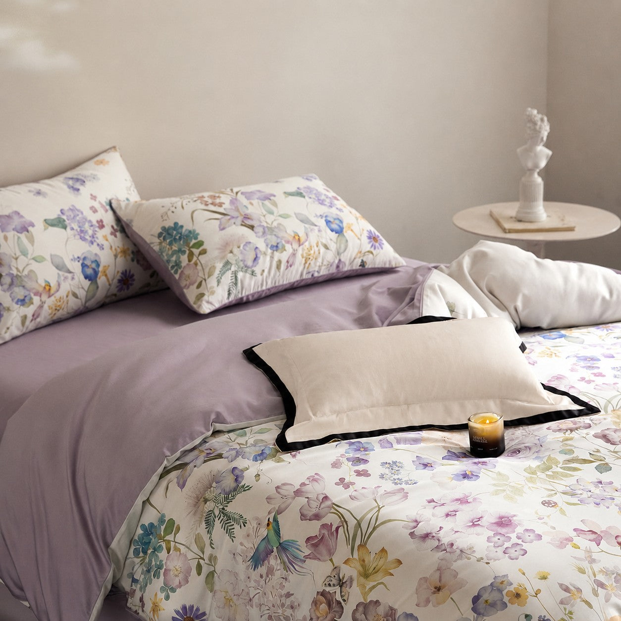 Lunaria Garden Luxury Egyptian Cotton Duvet Cover Set with Floral Print - Venetto Design Venettodesign.com