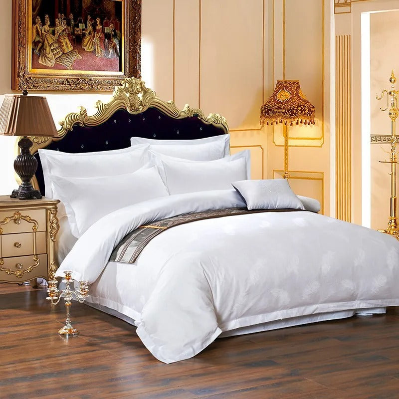 Pero White Cotton Jacquard Bedding Set