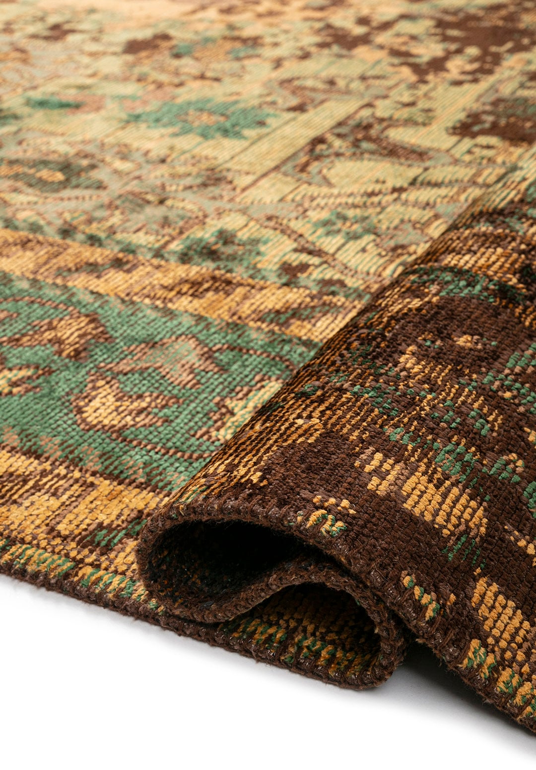 Patina Dark Brown - Mustard Rug