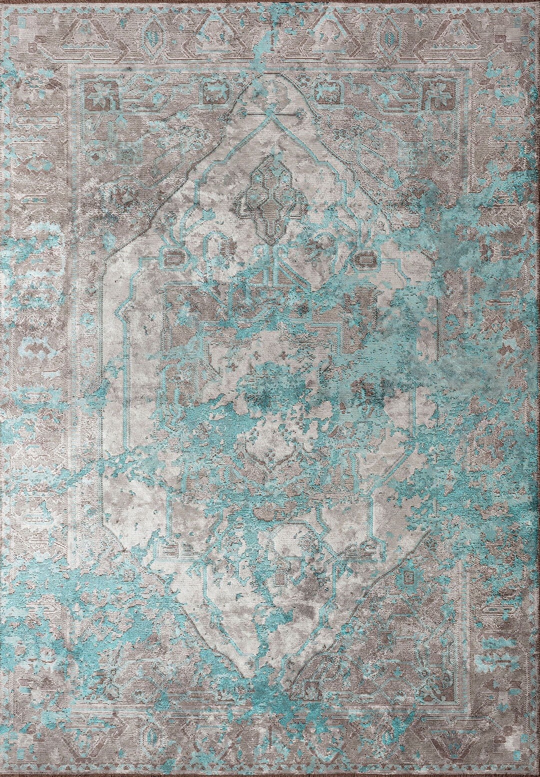 Emperor Light Turquoise – Grey Rug