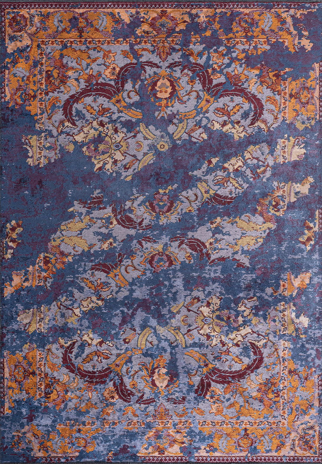 Excelsior Rust - Navy Blue Rug Rugs - Venetto Design Venettodesign.com