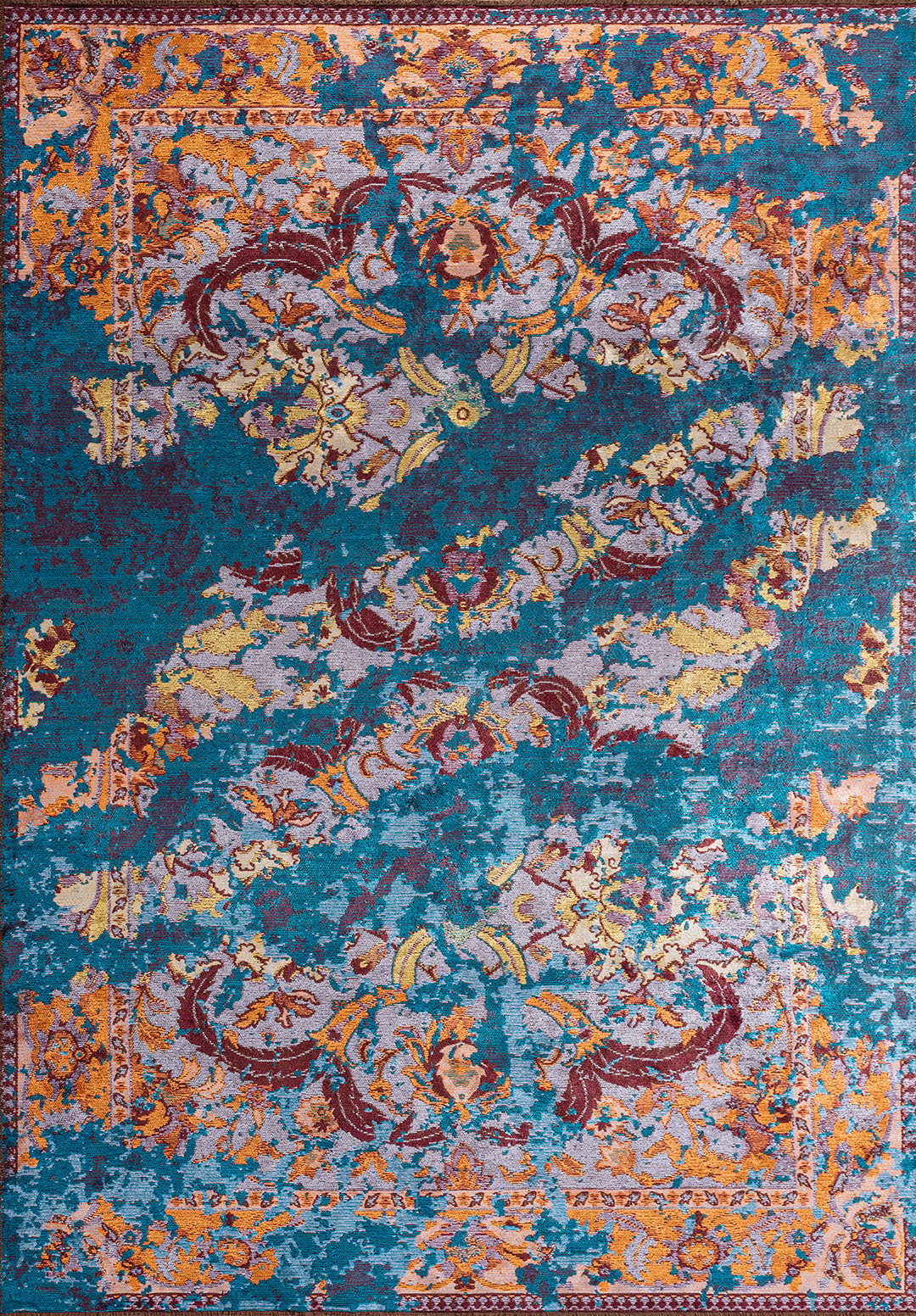 Excelsior Orange - Cyan Rug Rugs - Venetto Design Venettodesign.com