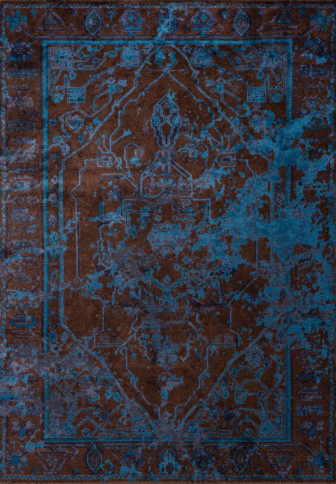 Emperor Navy Blue - Dark Brown Rug