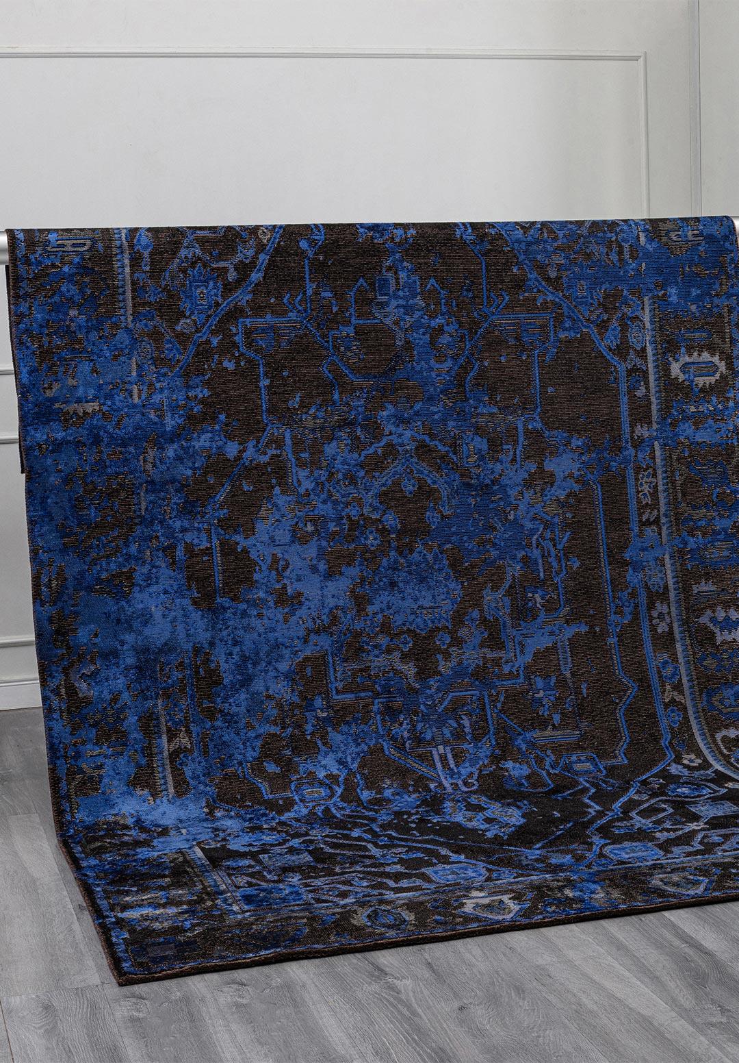 Emperor Navy Blue - Black Rug