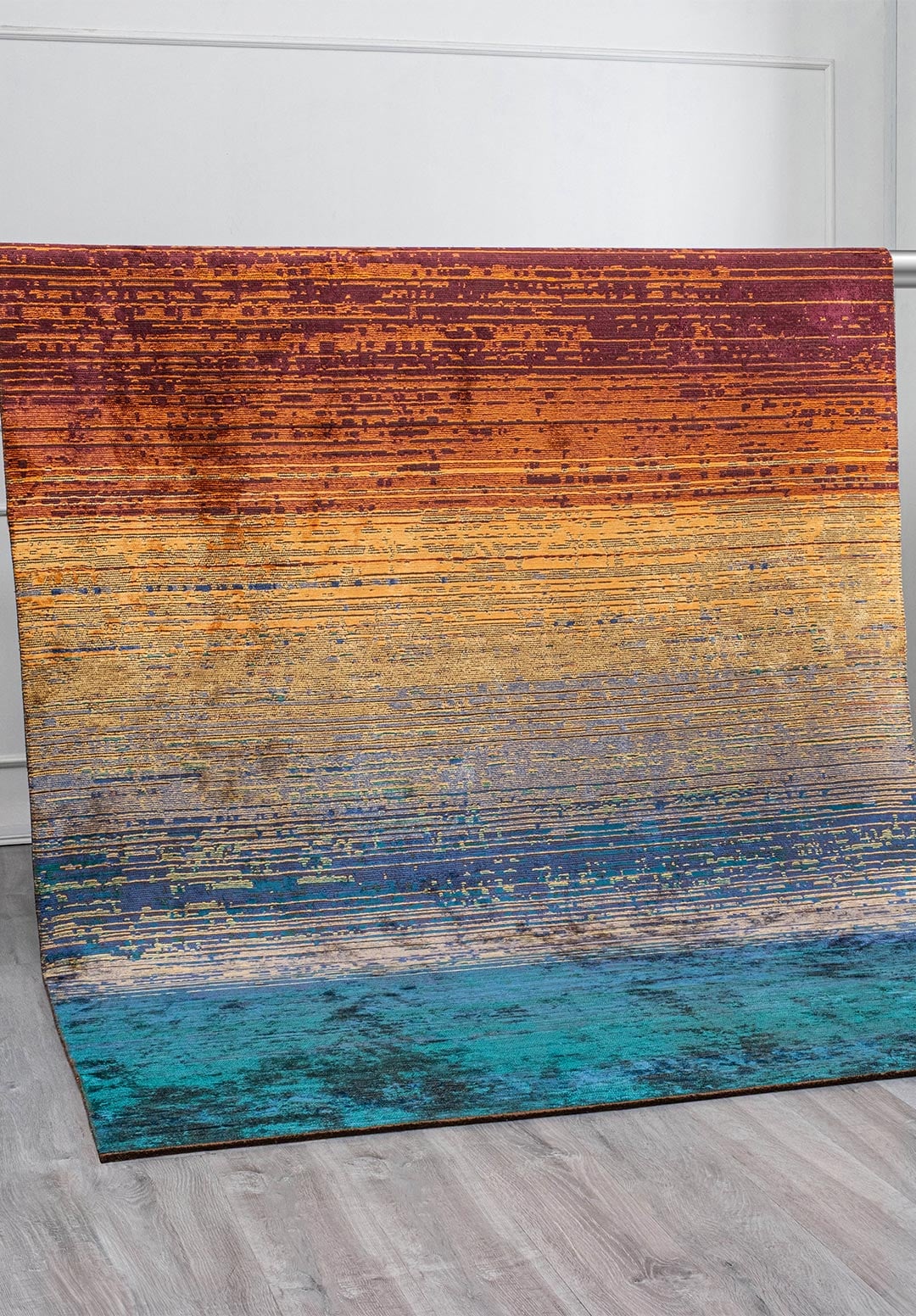 Aurora Dark Turquoise - Orange Rug Rugs - Venetto Design Venettodesign.com