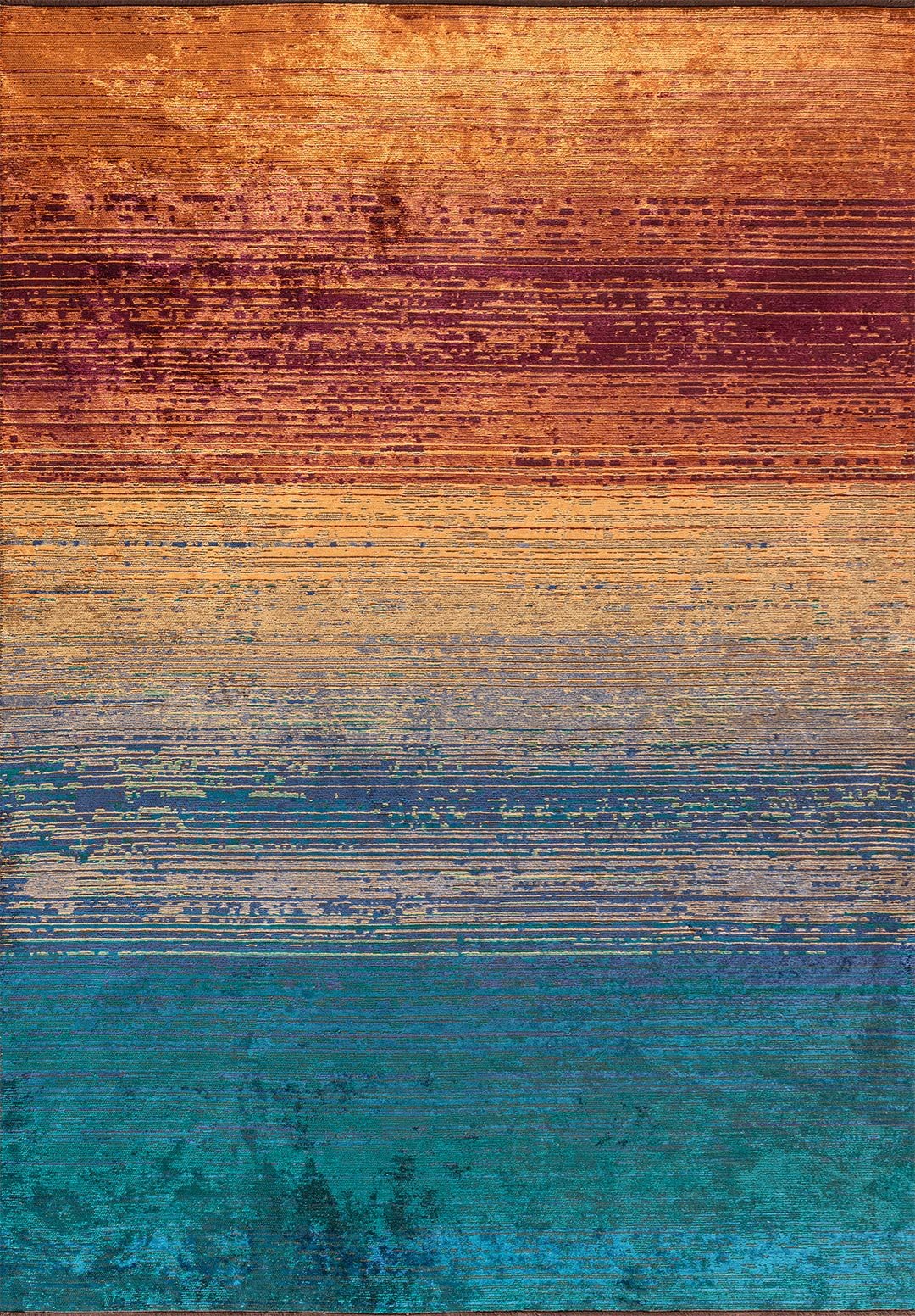 Aurora Dark Turquoise - Orange Rug Rugs - Venetto Design Venettodesign.com
