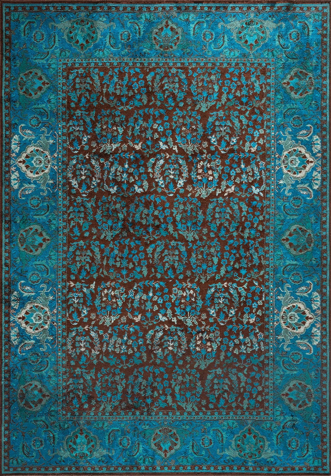 Vellora Dark Brown -Turquoise Rug