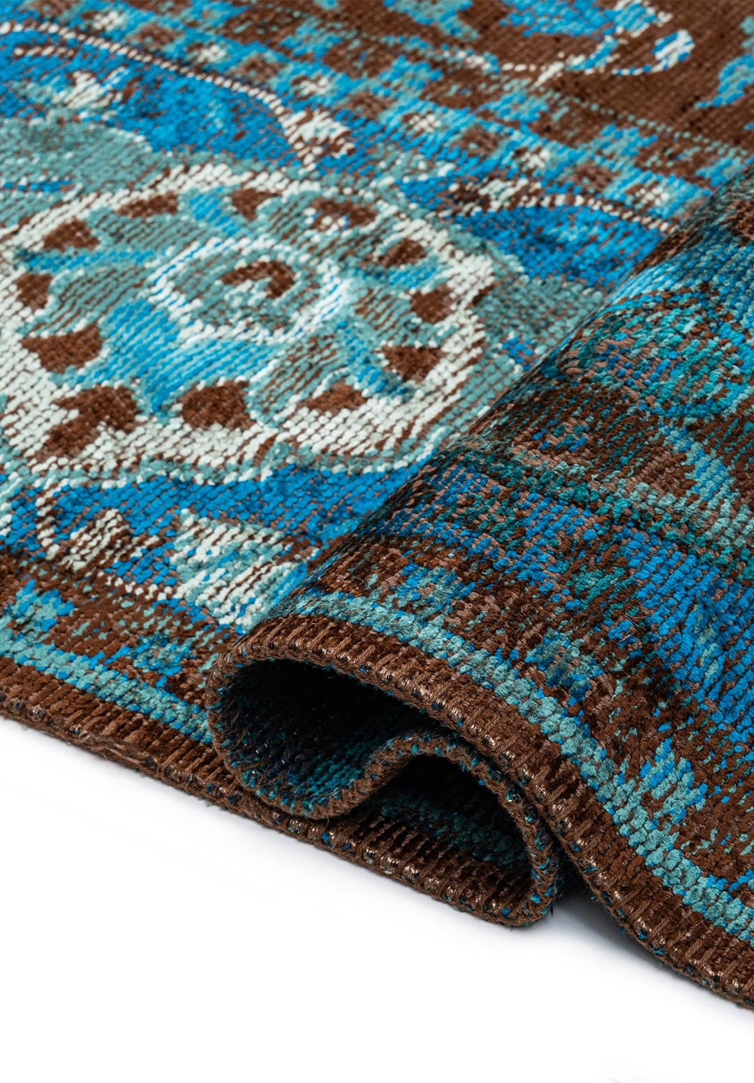 Vellora Dark Brown -Turquoise Rug