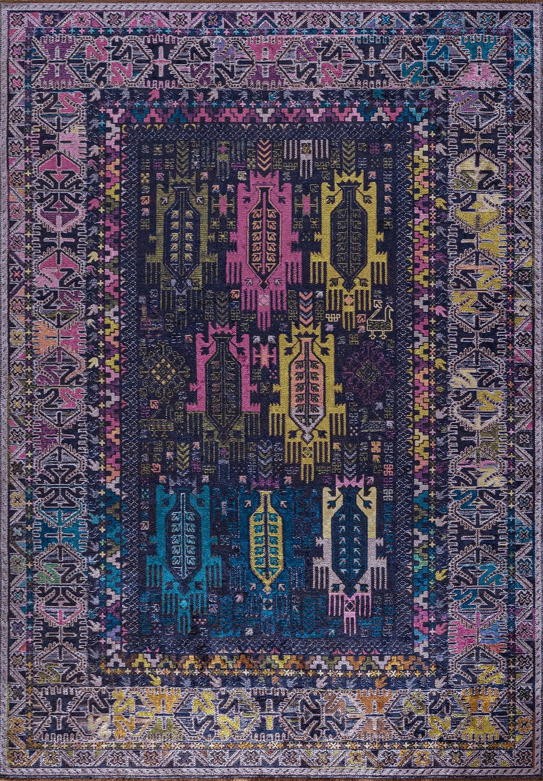 Folk Dark Navy - Purple Rug