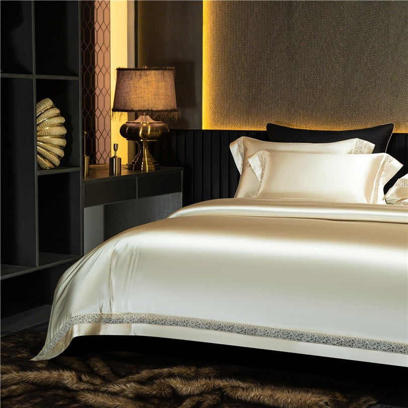 Willa Gold Modern Satin Egyptian Cotton Bedding Set