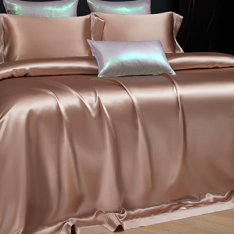 Solenne Cameo Rose Luxury 19 Momme Pure Mulberry Silk Duvet Cover Set - Venetto Design Venettodesign.com
