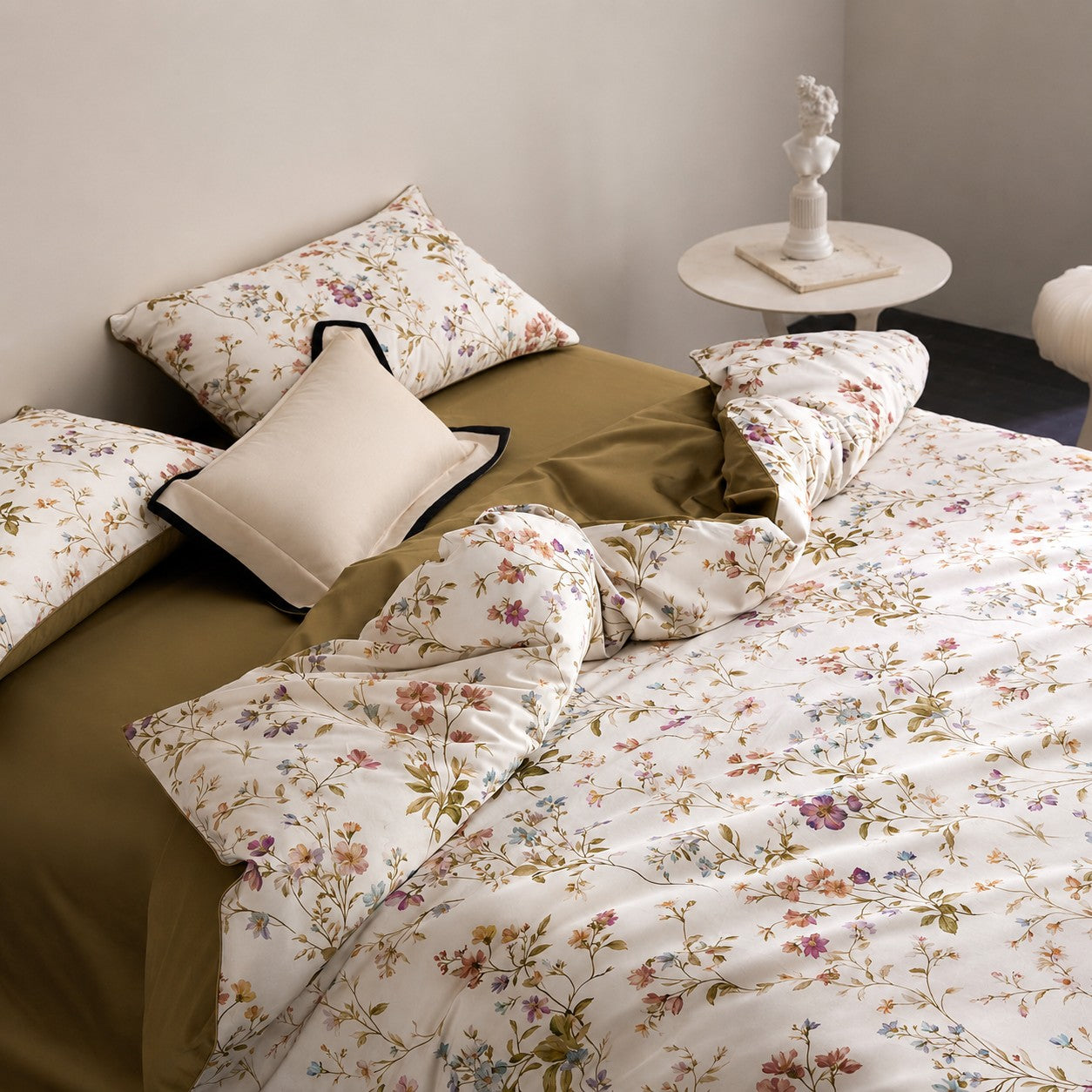 Evren Botanical Luxury Egyptian Cotton Duvet Cover Set with Floral Print - Venetto Design Venettodesign.com