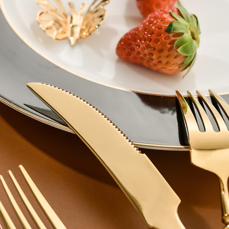 Xena Gold Luxury 18/10 Stainless Steel Cutlery Set with Baluster Detailing Handle - Venetto Design Venettodesign.com