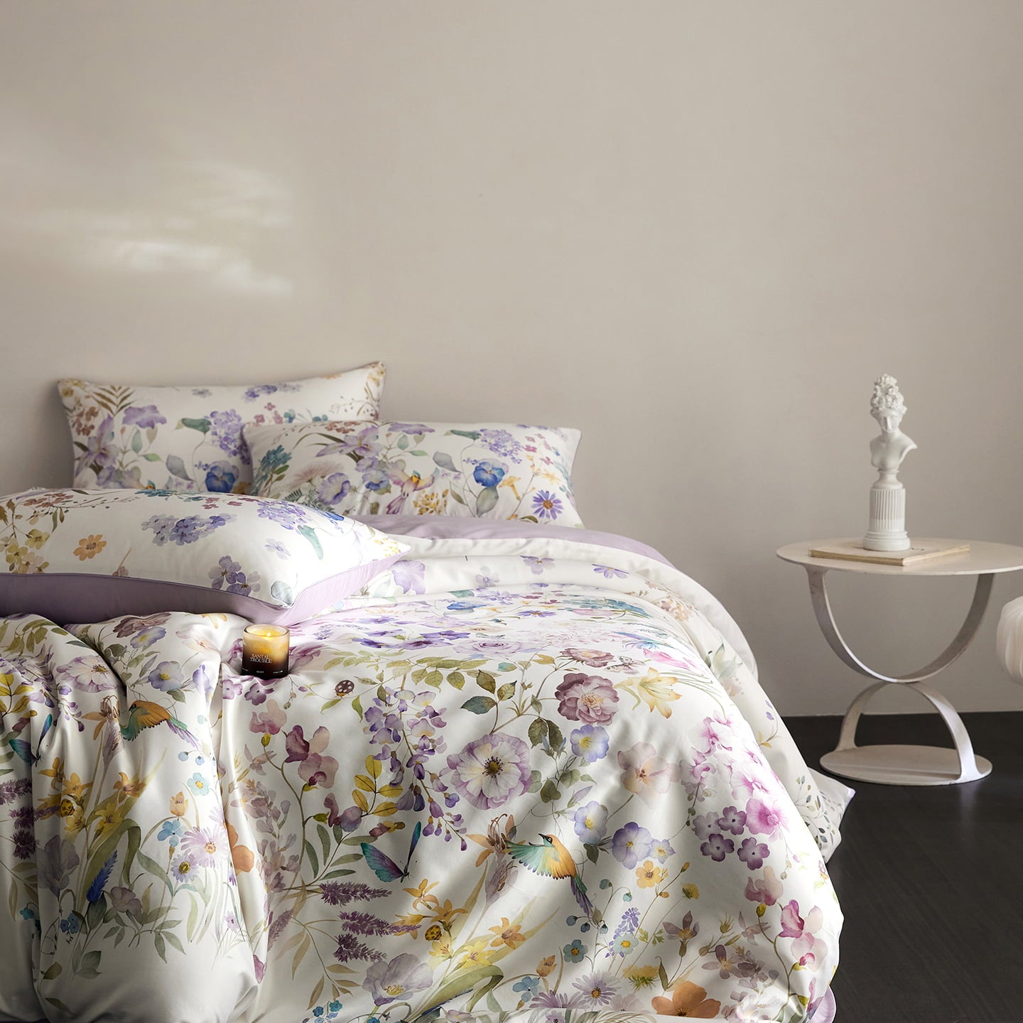 Lunaria Garden Luxury Egyptian Cotton Duvet Cover Set with Floral Print - Venetto Design Venettodesign.com