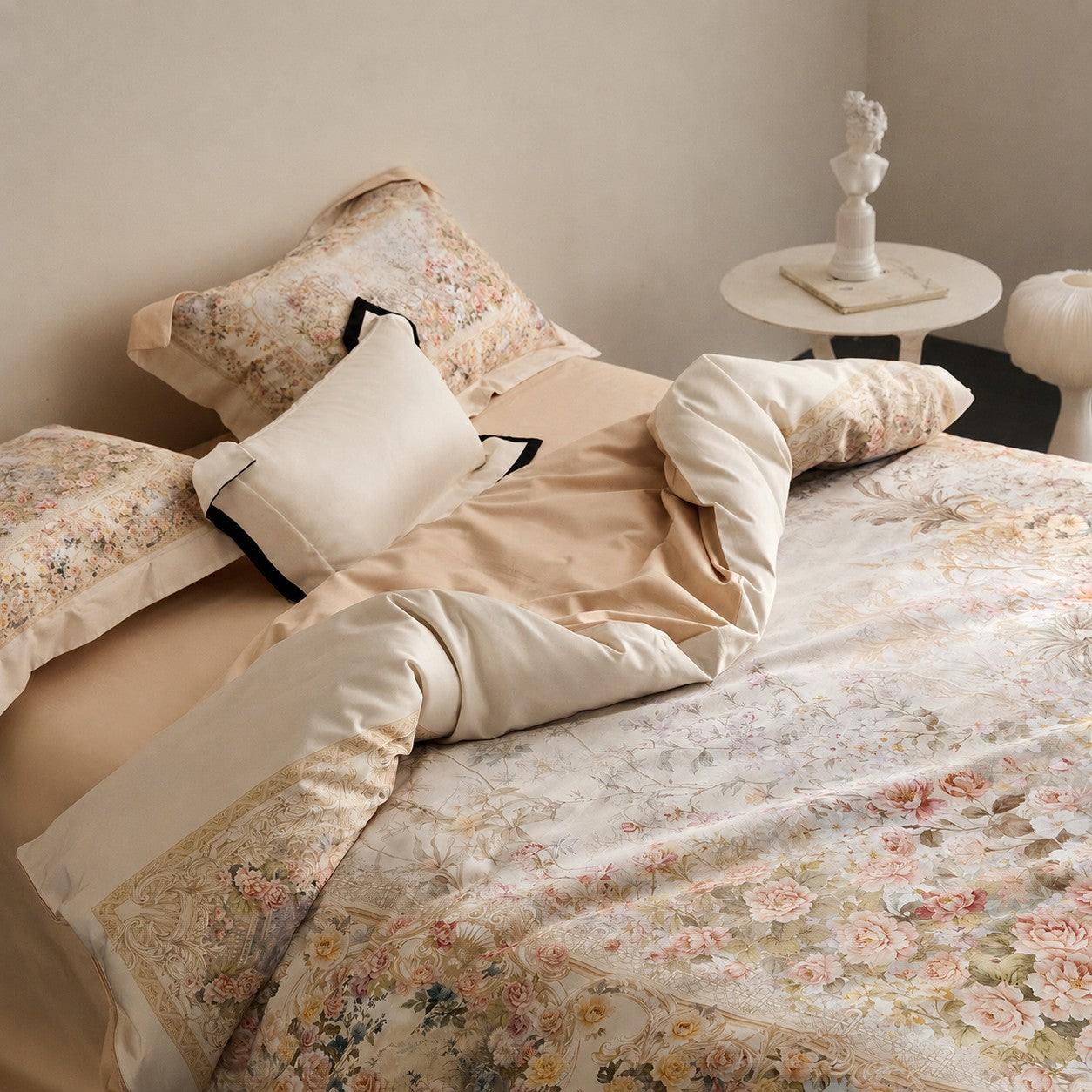 Mireya Botanical Luxury Egyptian Cotton Duvet Cover Set with Vintage Floral Print - Venetto Design Venettodesign.com
