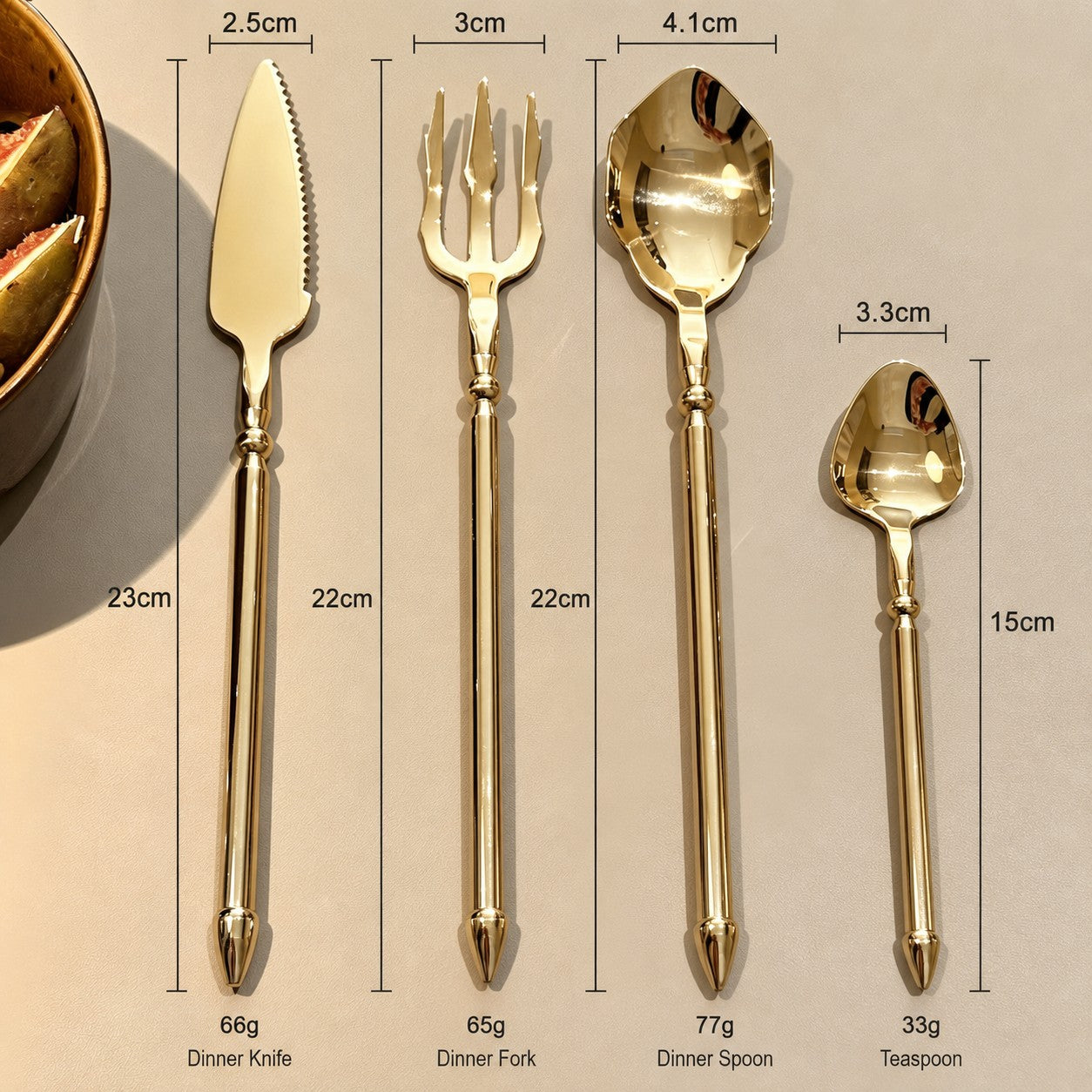 Lou Gold Exclusive 18/10 Stainless Steel Cutlery Set - Venetto Design Venettodesign.com