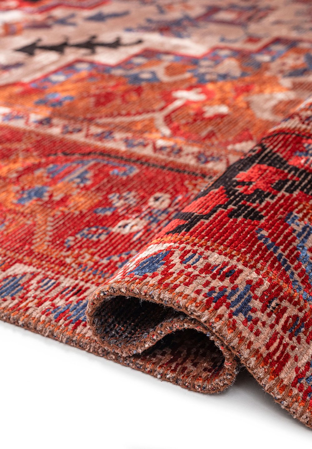 Alcasar Red - Rust Dark Blue Rug