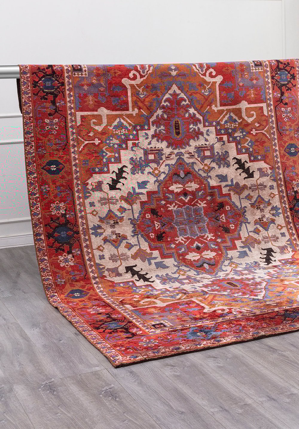 Alcasar Red - Rust Dark Blue Rug