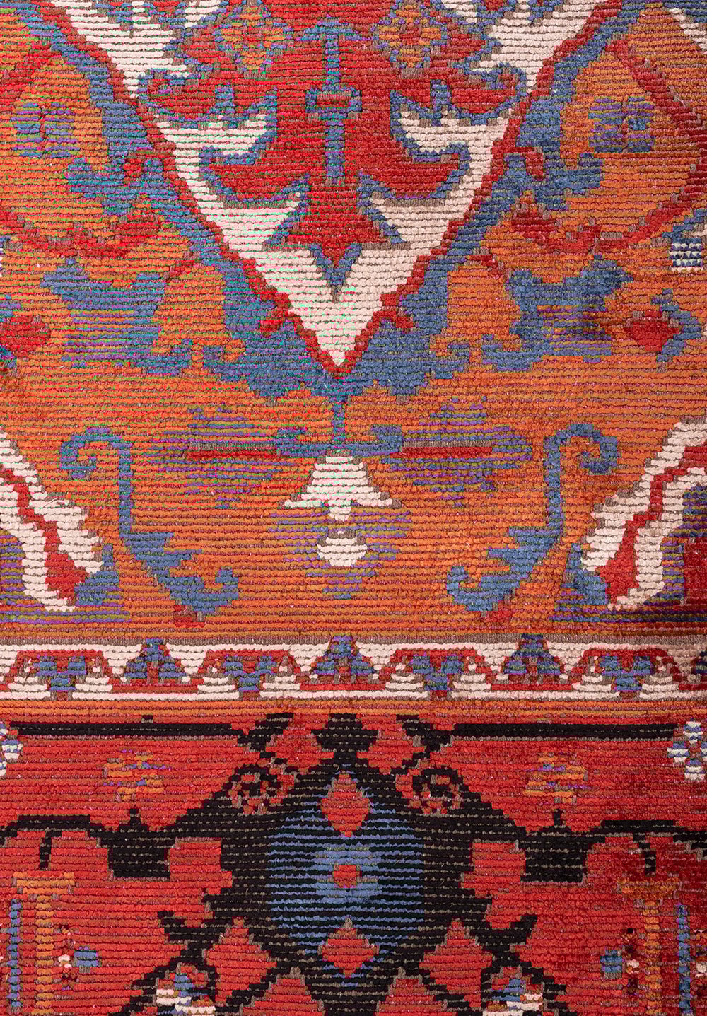 Alcasar Red - Rust Dark Blue Rug