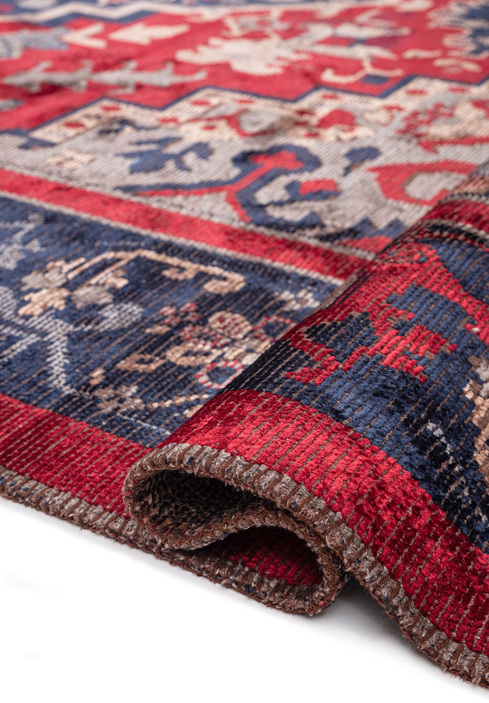 Alcasar Navy Blue - Red Rug