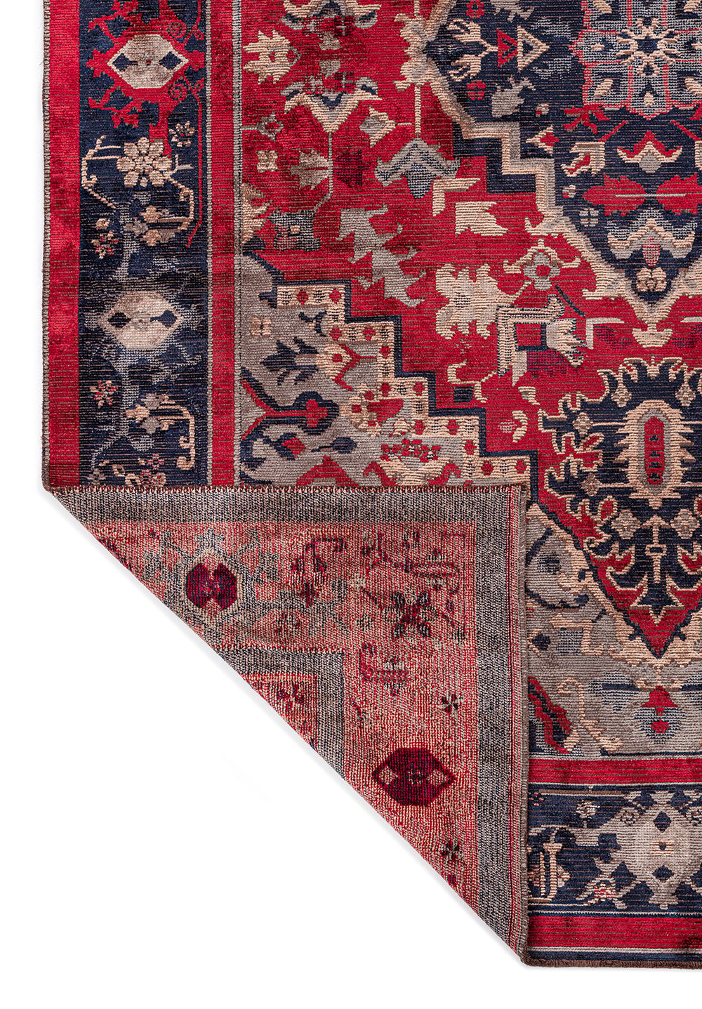 Alcasar Navy Blue - Red Rug