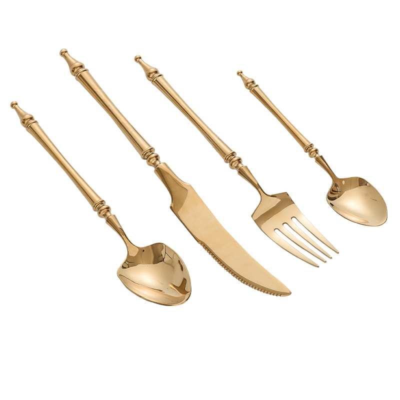 Xena Gold Luxury 18/10 Stainless Steel Cutlery Set with Baluster Detailing Handle - Venetto Design Venettodesign.com