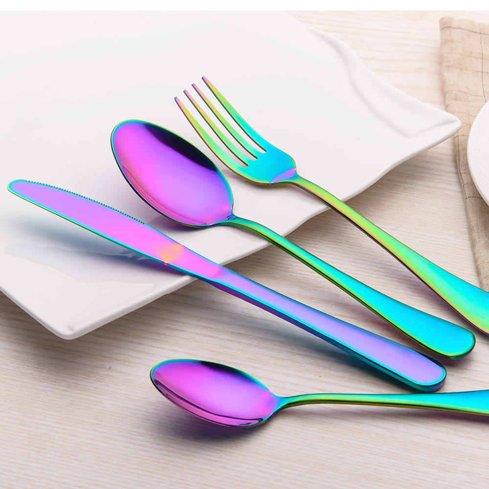 Irised Iridescent Rainbow 18/10 Stainless Steel Cutlery Set - Venetto Design Venettodesign.com