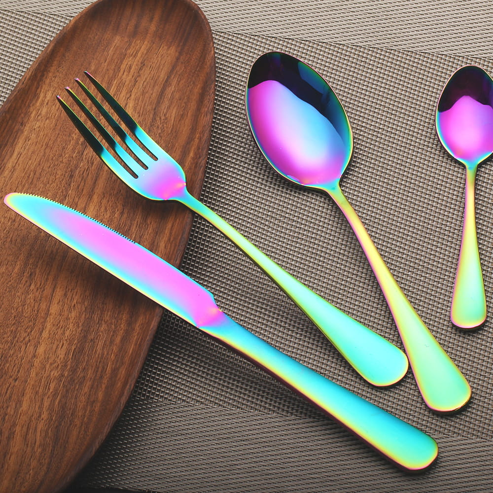 Irised Iridescent Rainbow 18/10 Stainless Steel Cutlery Set - Venetto Design Venettodesign.com