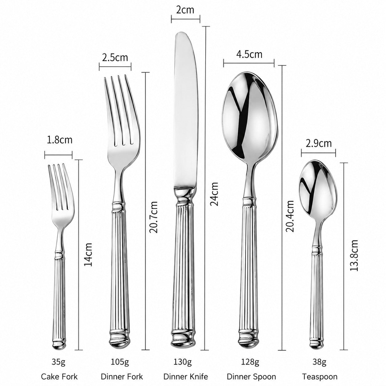 Emilia Silver Luxury Stainless Steel Cutlery Set with Roman Fluted Handle - Venetto Design Venettodesign.com
