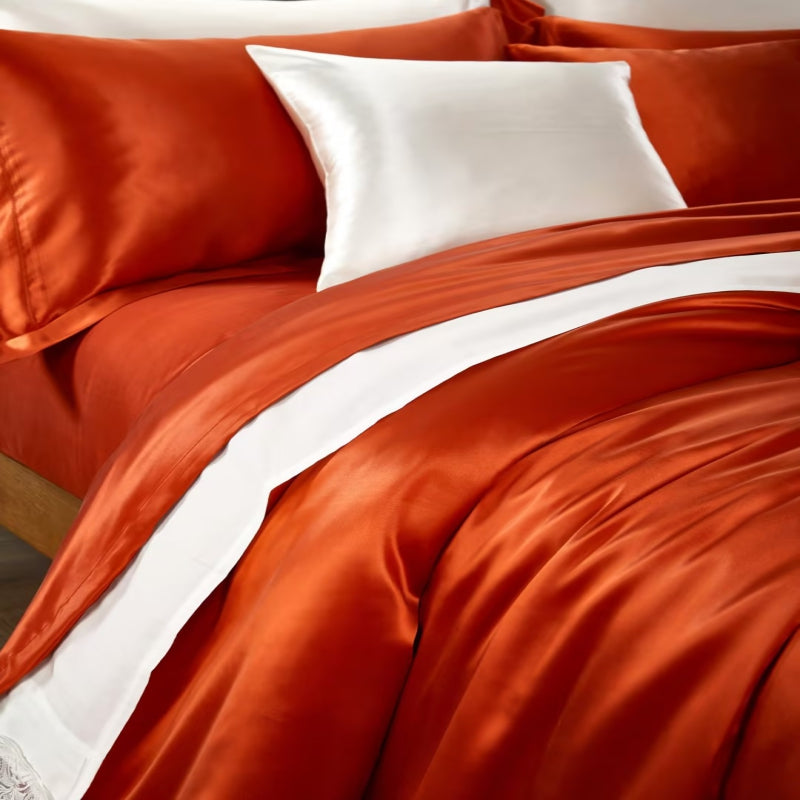 Aristelle Orange Luxury Pure Mulberry Silk Bedding Set