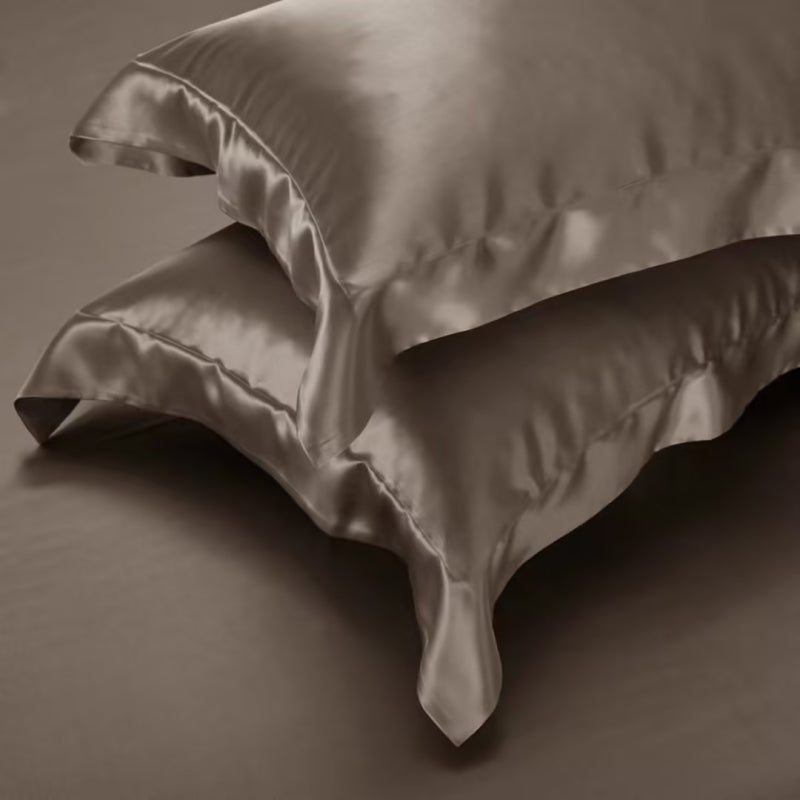 Aristelle Taupe Brown Luxury Pure Mulberry Silk Bedding Set