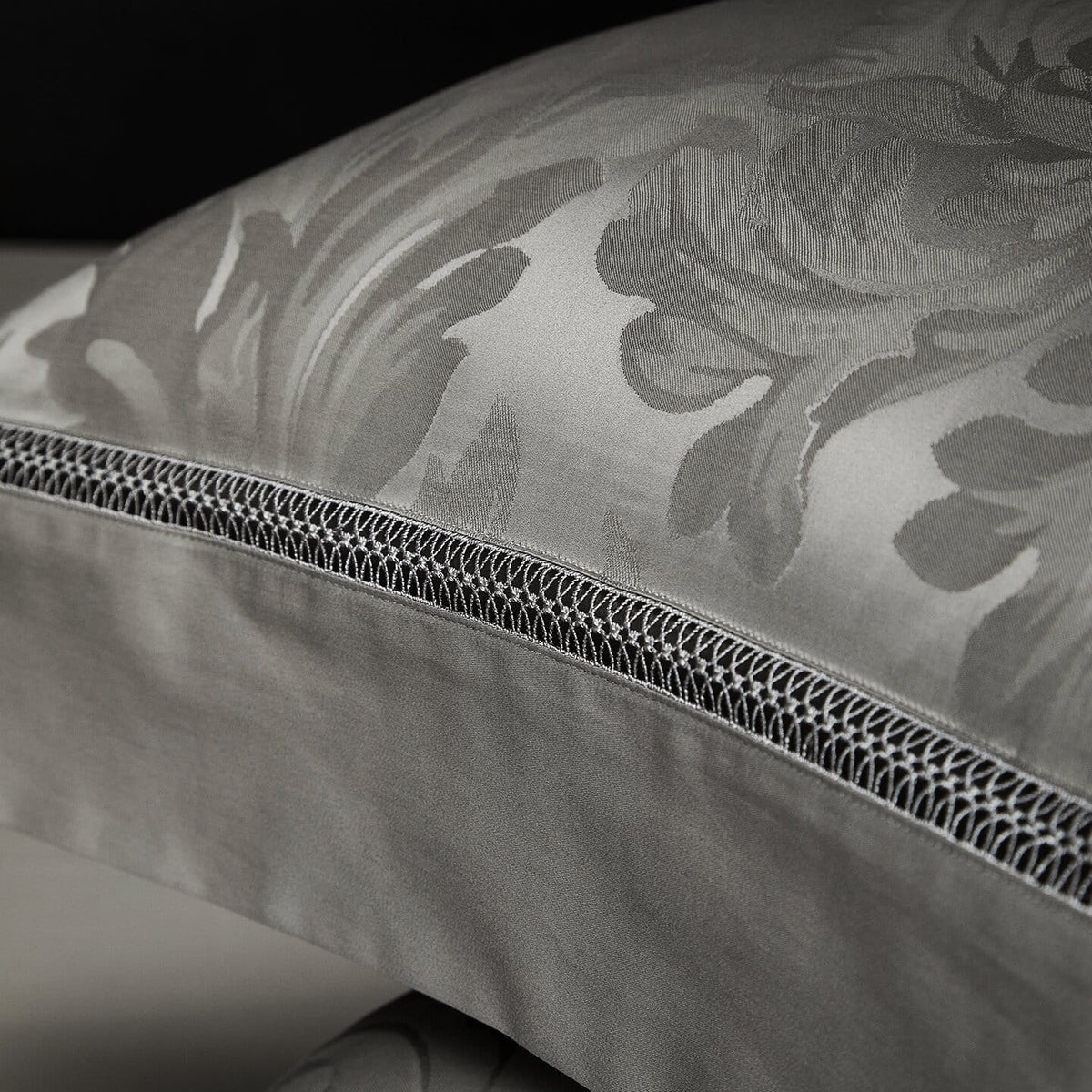Montclair Luxury Egyptian Cotton Duvet Cover Set with Floral Jacquard Pattern and Hemstitch Openwork Border Trim - Venetto Design Venettodesign.com