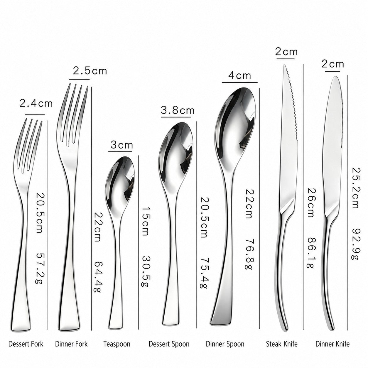 Jet Silver 18/10 Stainless Steel Cutlery Set - Venetto Design Venettodesign.com