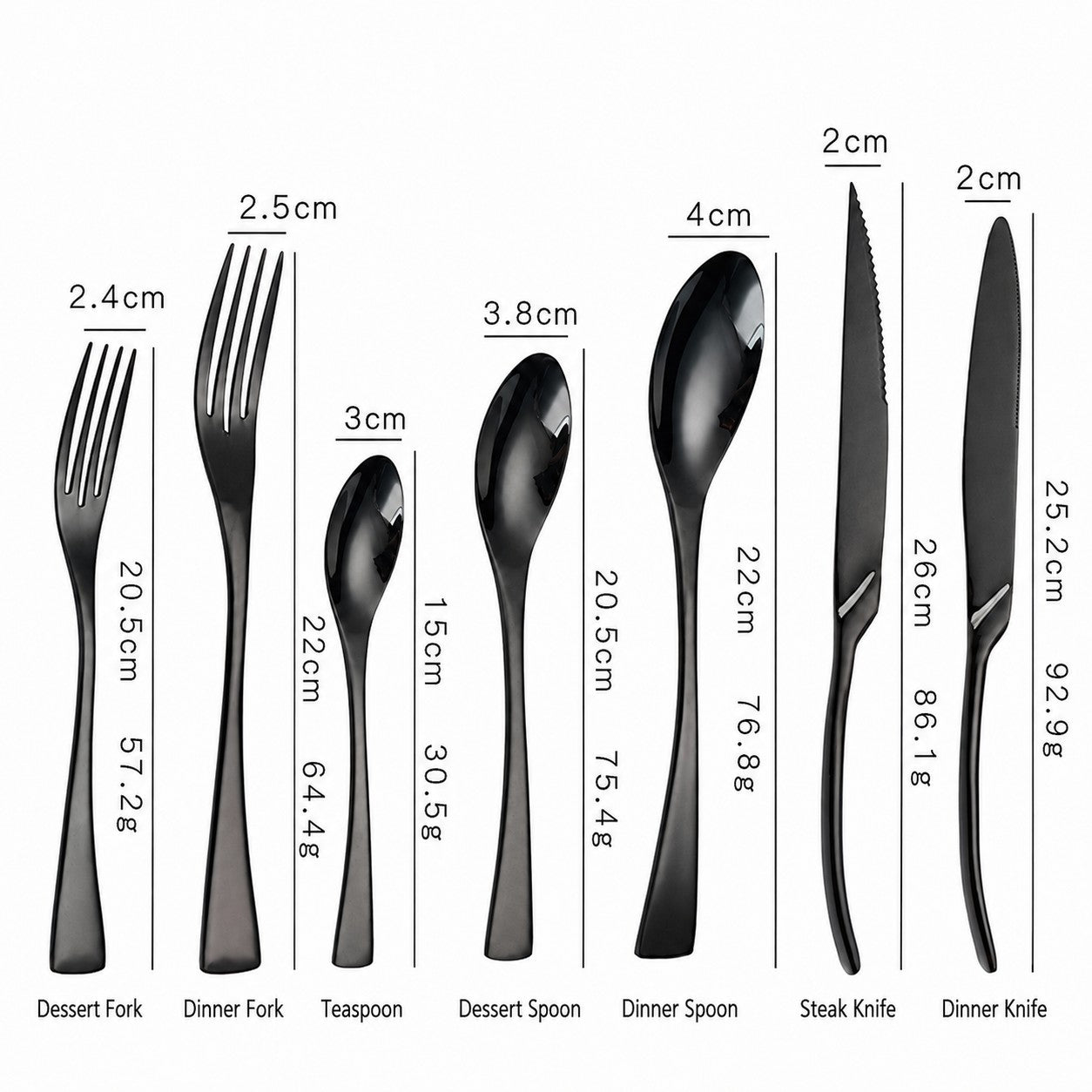 Jet Black 18/10 Stainless Steel Cutlery Set - Venetto Design Venettodesign.com