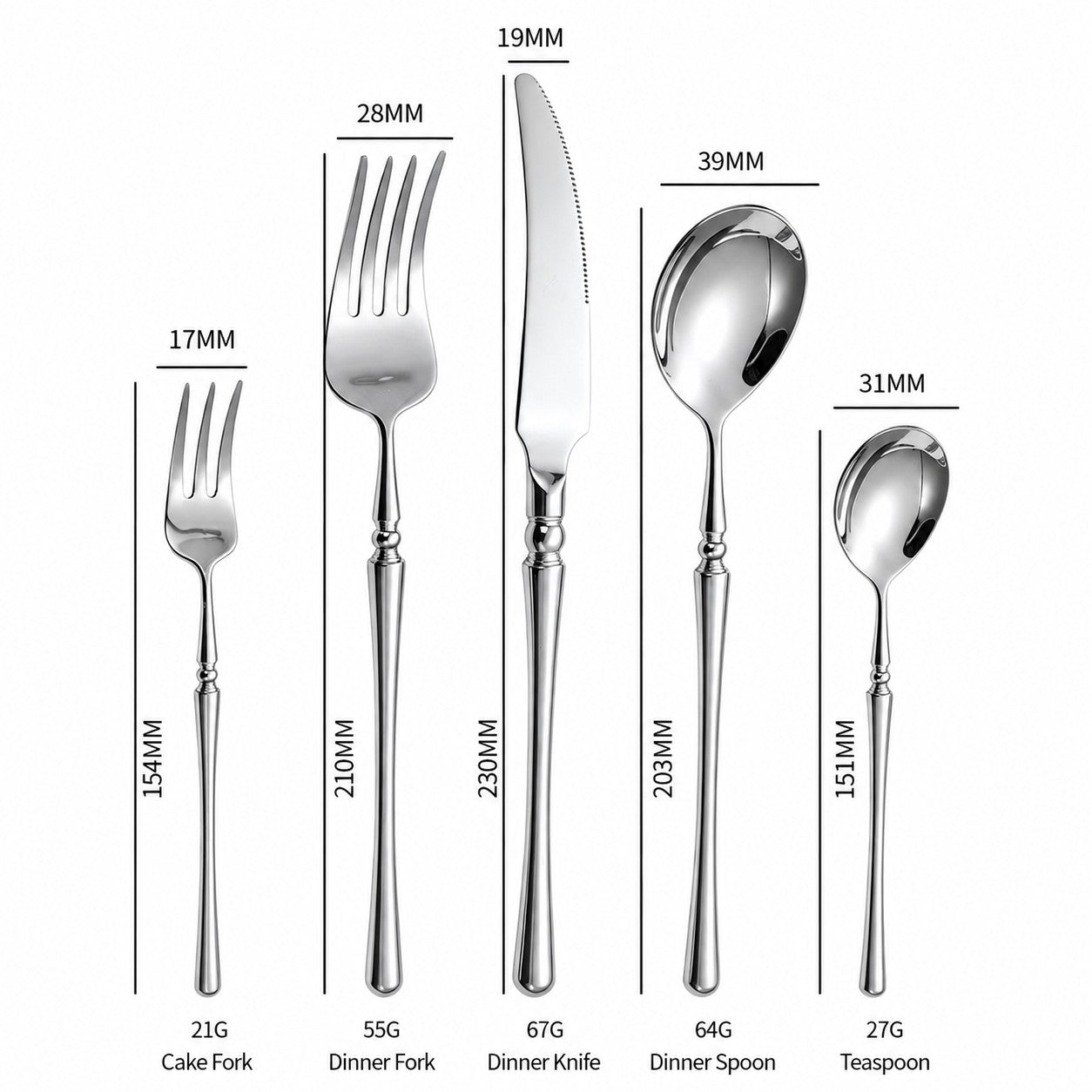 Rome Silver Luxury 18/10 Stainless Steel Cutlery Set - Venetto Design Venettodesign.com
