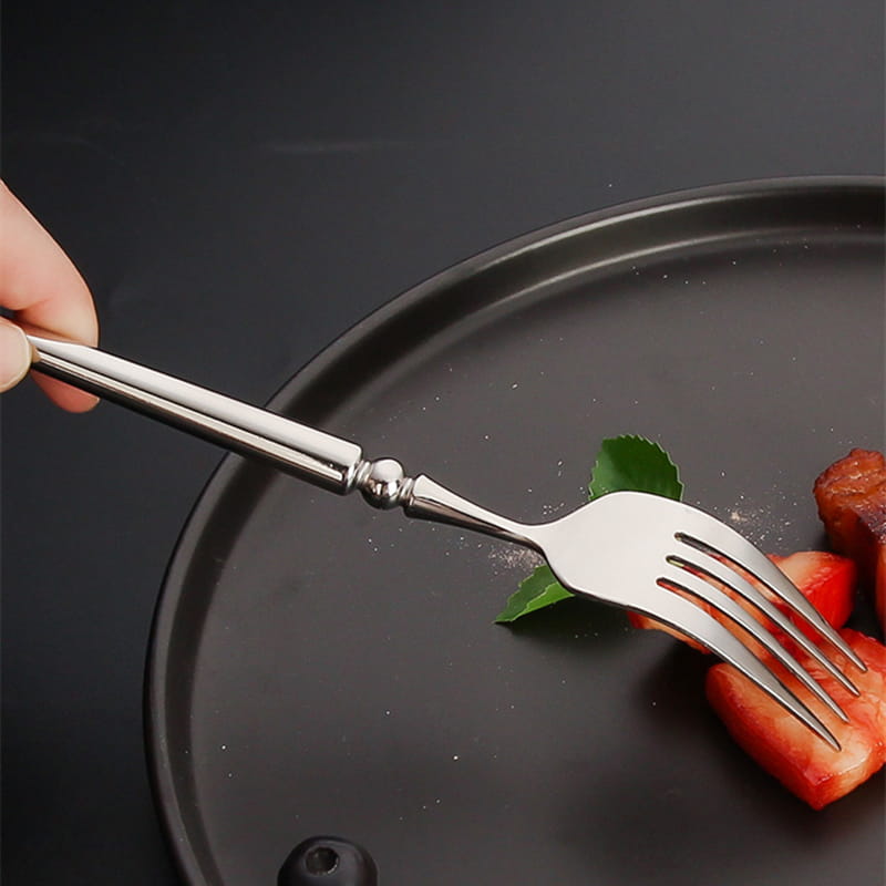 Vivian Silver 18/10 Stainless Steel Cutlery Set with Rounded Bead Detailing Handle - Venetto Design Venettodesign.com