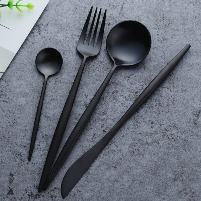 Arya Black 18/10 Stainless Steel Cutlery Set - Venetto Design Venettodesign.com