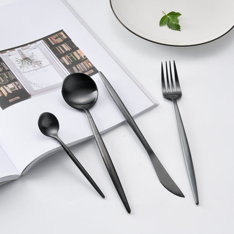 Arya Black 18/10 Stainless Steel Cutlery Set - Venetto Design Venettodesign.com