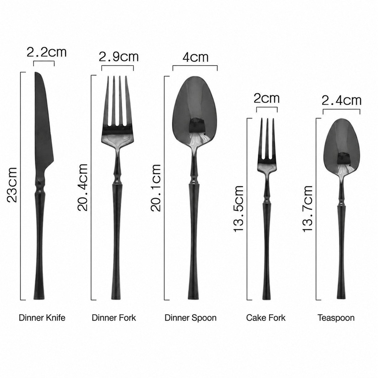 Serena Black 18/10 Stainless Steel Cutlery Set with Cylindrical Handle - Venetto Design Venettodesign.com
