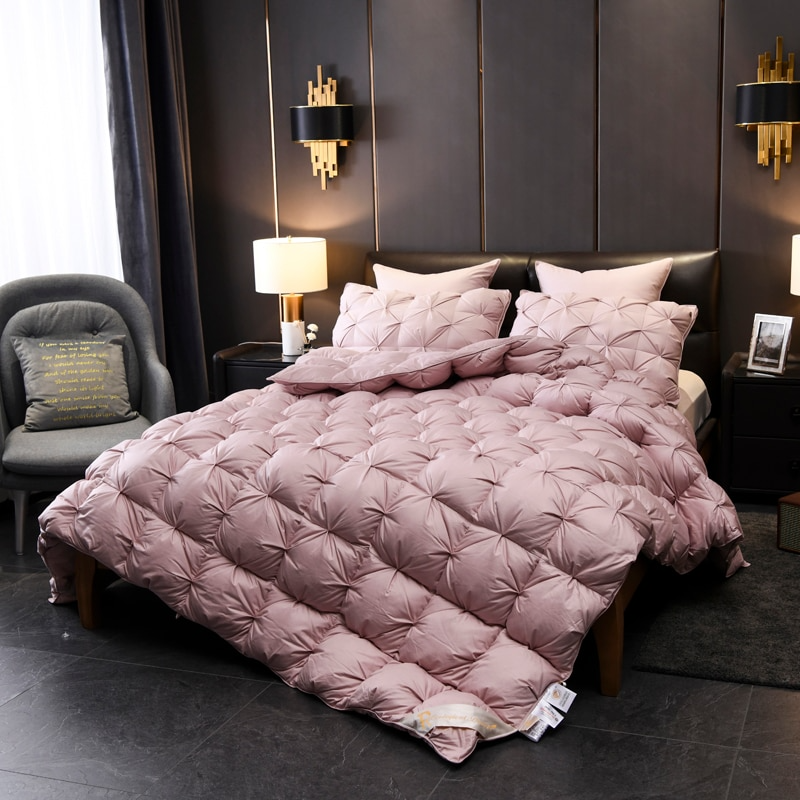 Tanya Lilac Pinch Quilted Goose Down Comforter