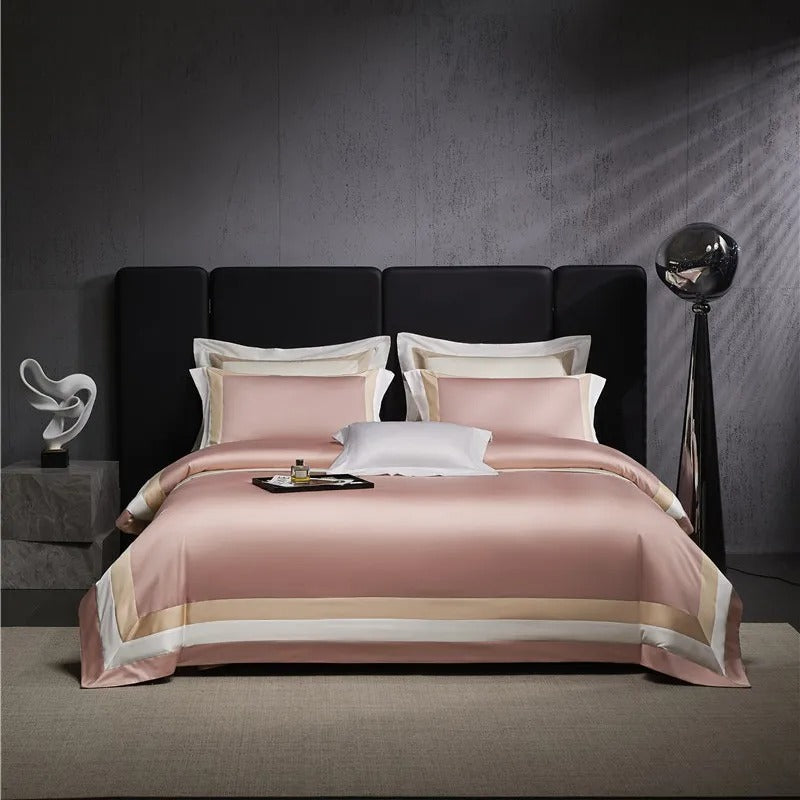 Luxor Pink Stripe Egyptian Cotton Bedding Set