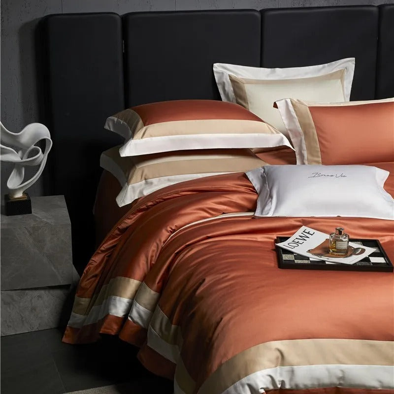 Luxor Orange Stripe Egyptian Cotton Bedding Set