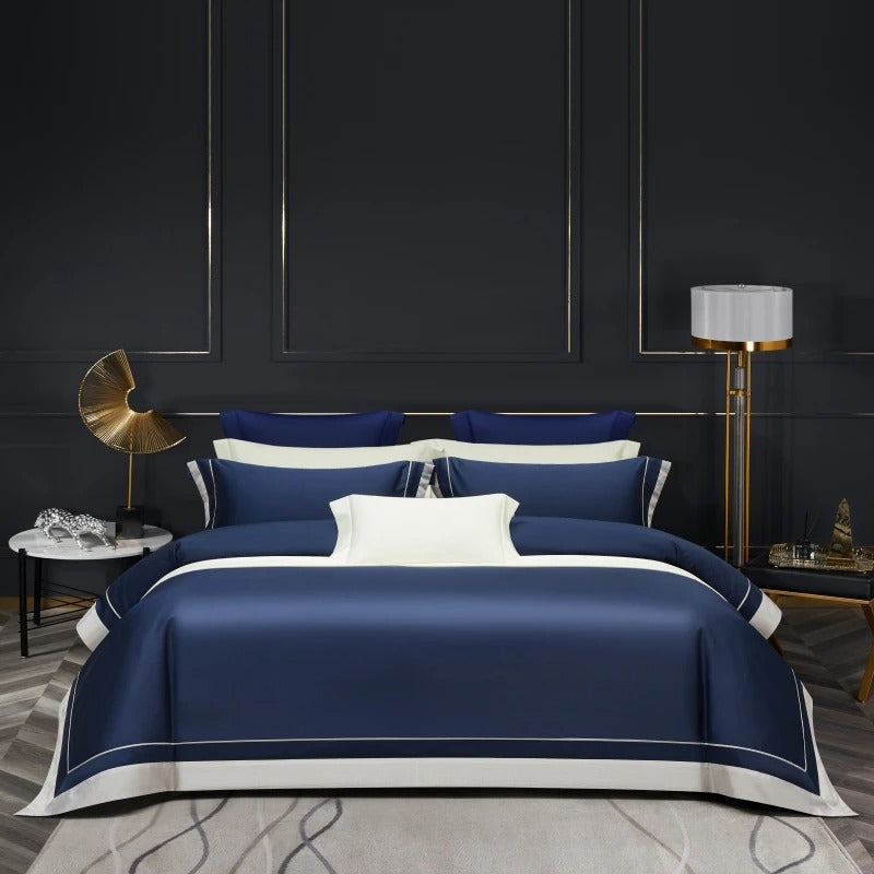 Oline Blue Luxury Egyptian Cotton Bedding Set