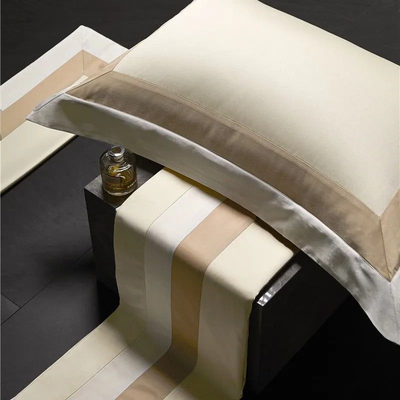 Luxor Beige Stripe Egyptian Cotton Bedding Set