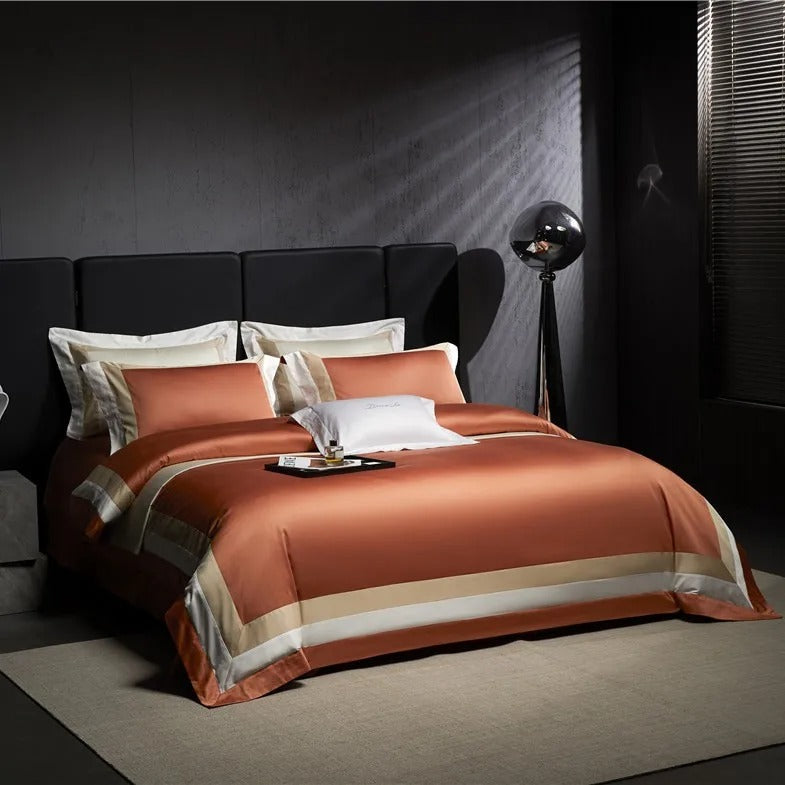 Luxor Orange Stripe Egyptian Cotton Bedding Set