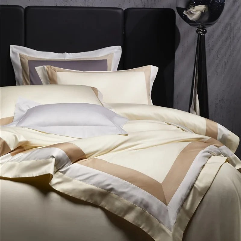 Luxor Beige Stripe Egyptian Cotton Bedding Set