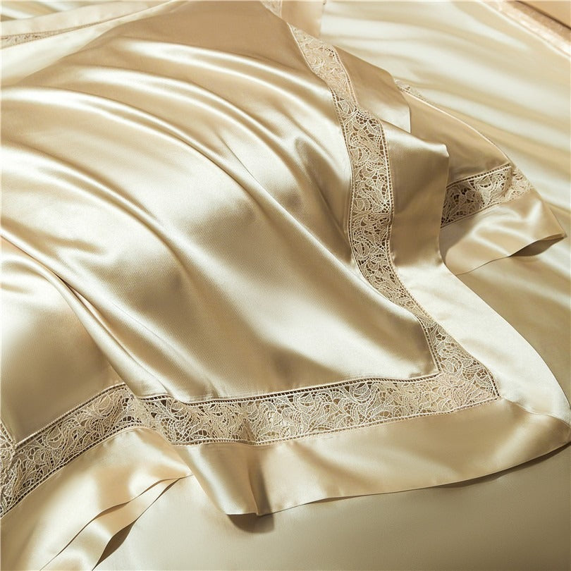 Willa Gold Modern Satin Egyptian Cotton Bedding Set