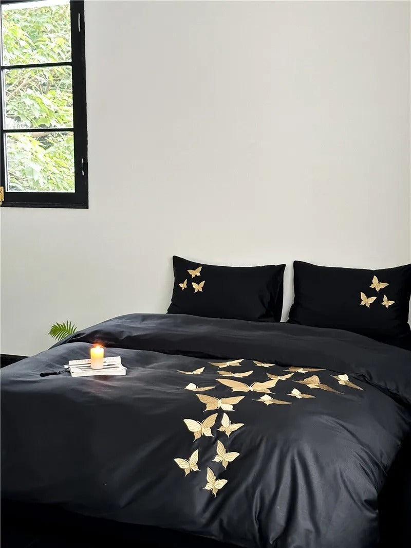 Papillon Egyptian Cotton Embroidery Bedding Set