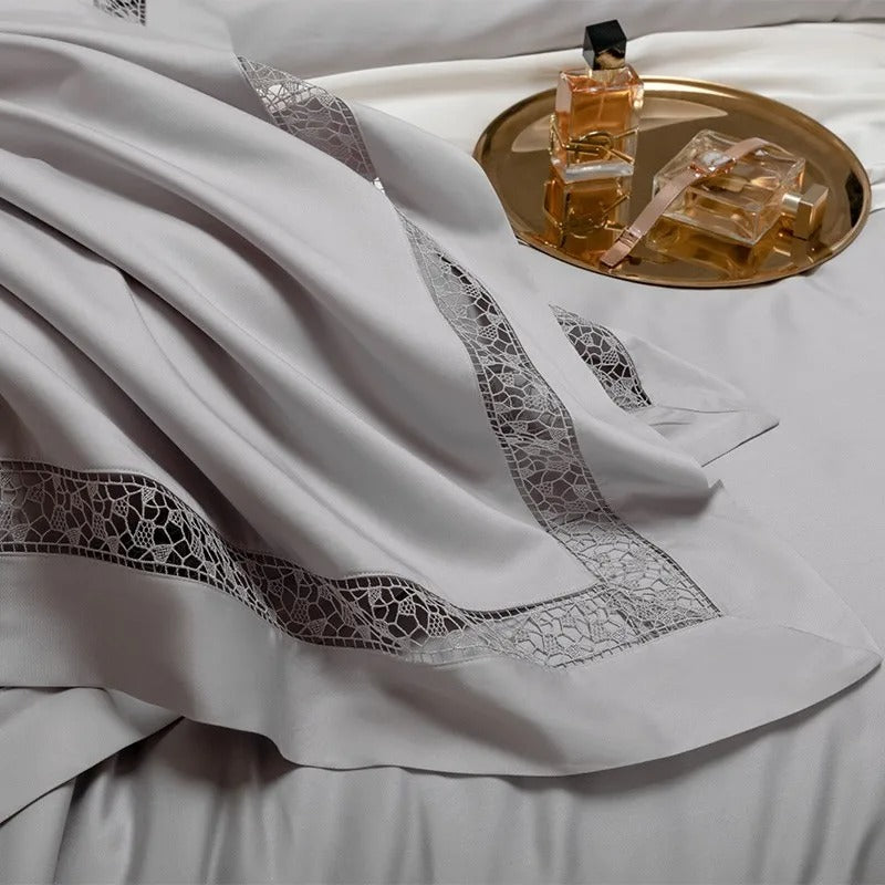 Elysium Silver Egyptian Cotton Bedding Set